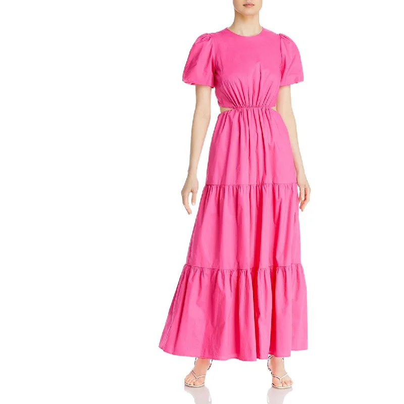 WAYF Womens Puff Sleeve Long Maxi Dress