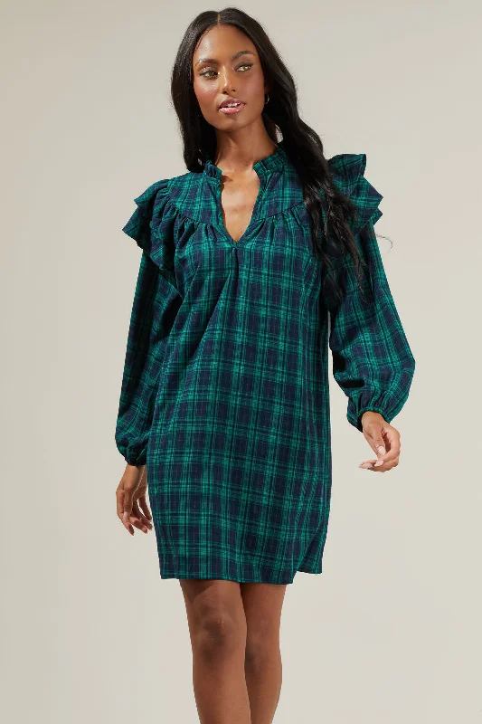 Raquel Plaid Babydoll Mini Dress