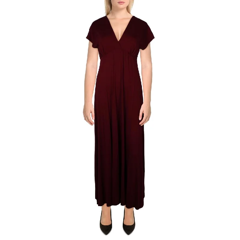 24seven Comfort Apparel Womens Surplice Long Maxi Dress