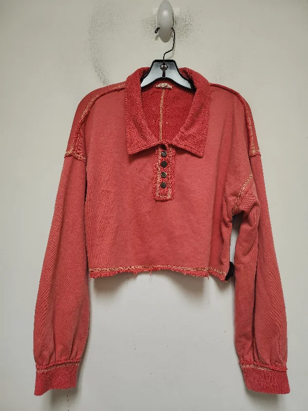 Top Long Sleeve By Pol In Coral, Size: L