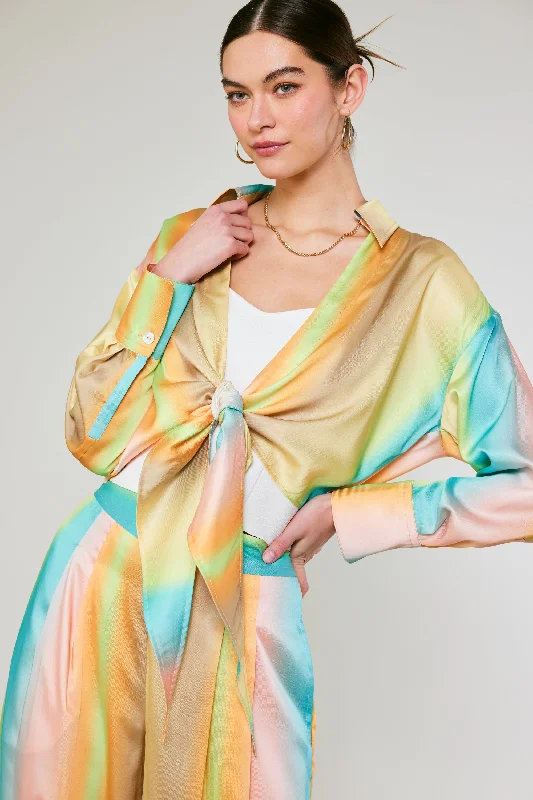 Prismatic Gradient Front Tie Shirt