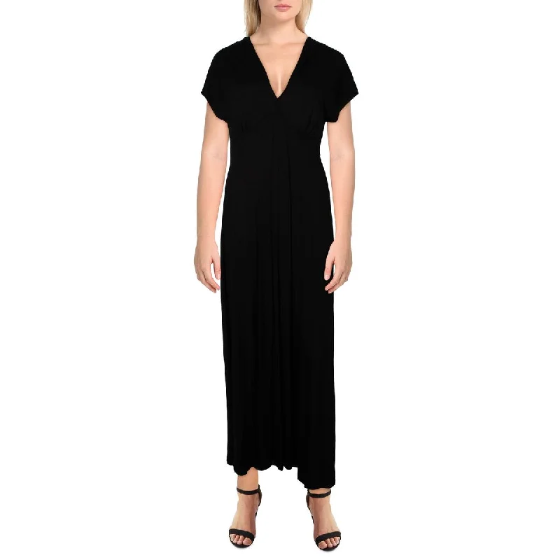 24seven Comfort Apparel Womens   V Neck Long Maxi Dress