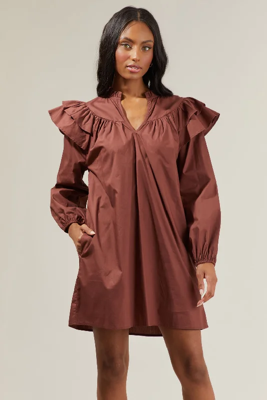 Prissy Poplin Ruffle Mini Dress