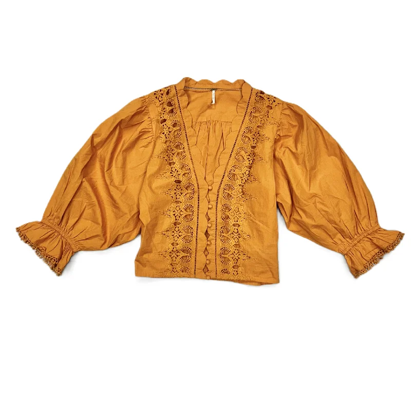 Top Long Sleeve By Free People In Orange, Size: S