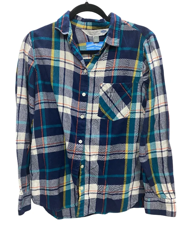 Top Long Sleeve By Old Navy In Plaid Pattern, Size: L