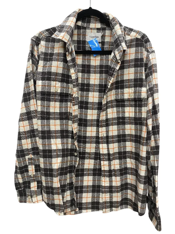 Top Long Sleeve By Clothes Mentor In Plaid Pattern, Size: L