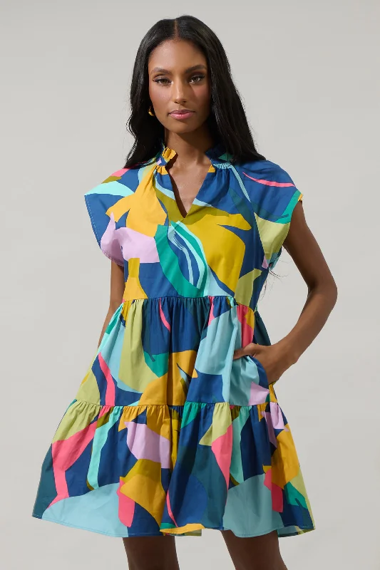 Gia Abstract Janelly Poplin Tiered Mini Dress