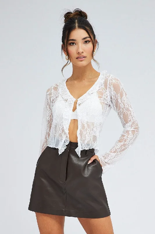 White Lace Top Long Sleeve