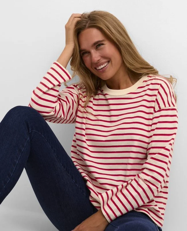 Kaffe Winny Striped T-Shirt ANTIQUE WHITE & VIRTUAL PINK