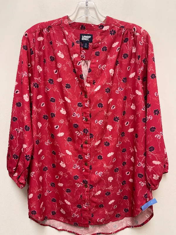 Top Long Sleeve By Lands End In Red, Size: S