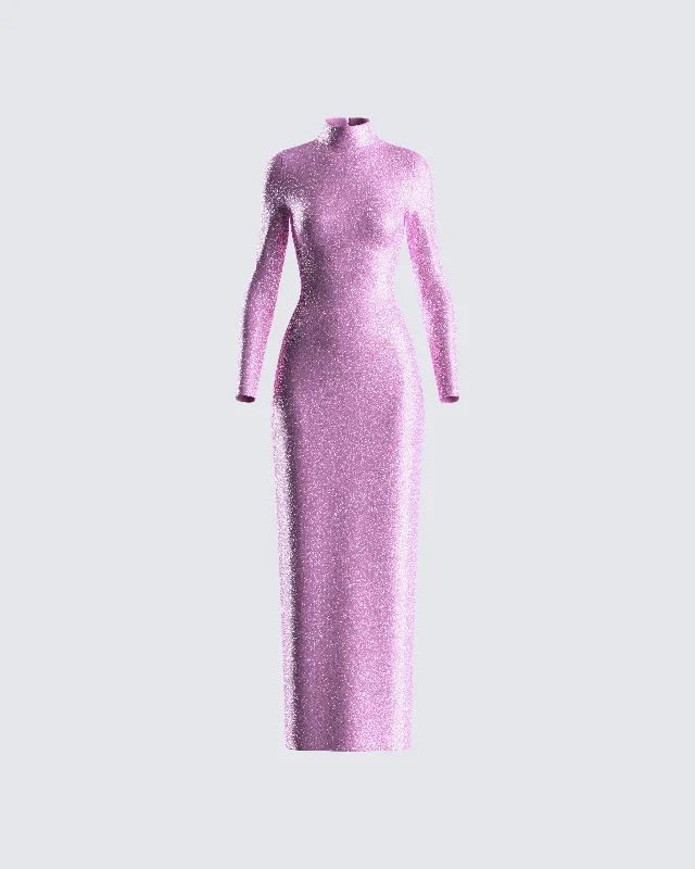 Sy Pink Shimmer Knit Maxi Dress