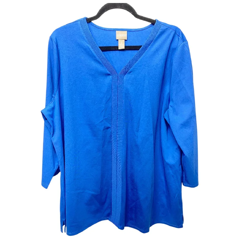 Top Long Sleeve By Chicos In Blue, Size: Xl