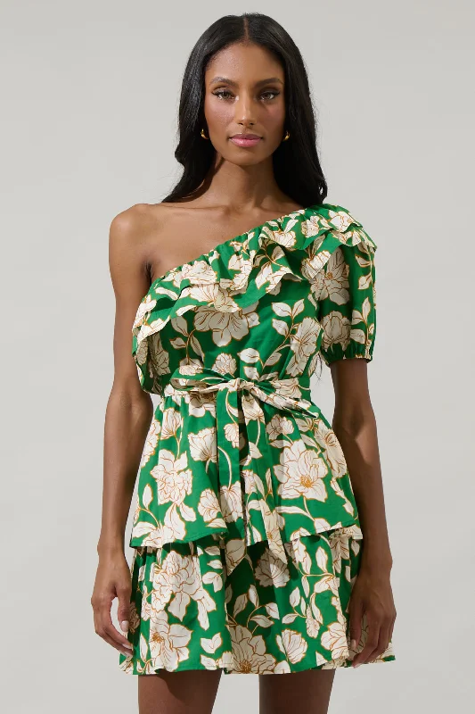 Lucena Floral Irene One Shoulder Mini Dress