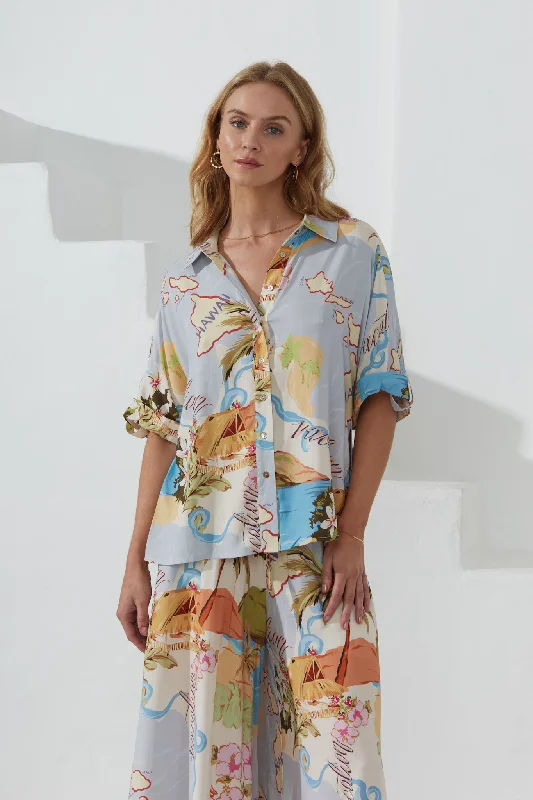 Hawaii Blue Tropical Oversized Shirt