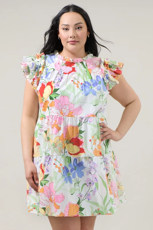 Juliet Floral Garden Lauren Shift Mini Dress Curve