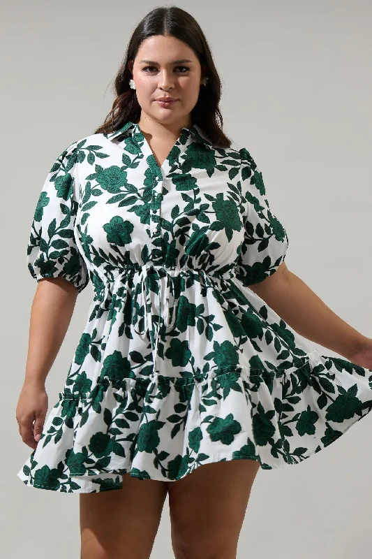 Kane Floral Stacie Button Down Mini Dress Curve