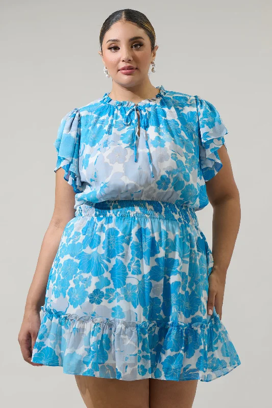 Kerela Floral Bumble Ruffle Mini Dress Curve