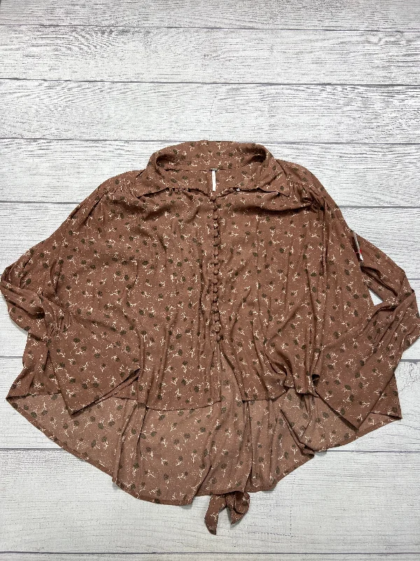 Top Long Sleeve By Free People In Brown, Size: M