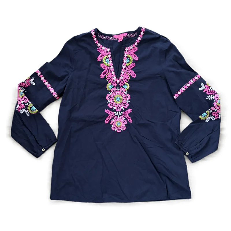 Top Long Sleeve Designer By Lilly Pulitzer In Navy, Size: Xs