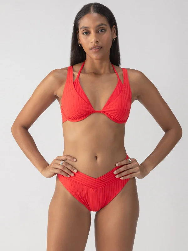 Refresh Rib Double Layer Underwire Bikini Top Mars Red