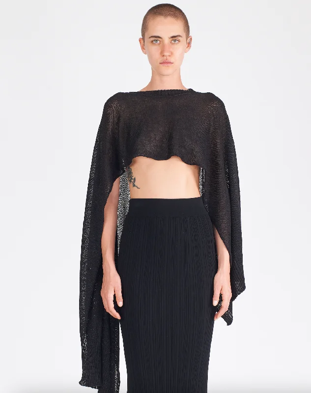 Linen Asymmetrical Cape - Black