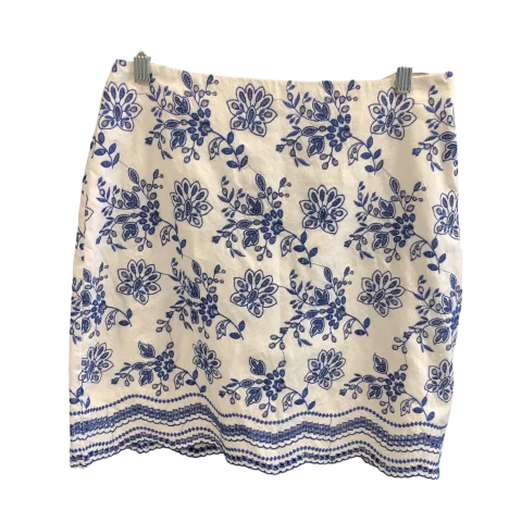 Skirt Mini & Short By Loft In Blue & White, Size: 4