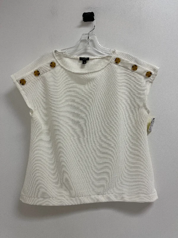 Top Short Sleeve By Ann Taylor In Cream, Size: L