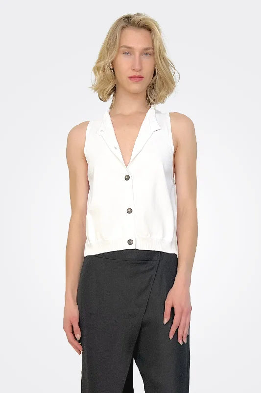 V Neck Waistcoat - Bianco