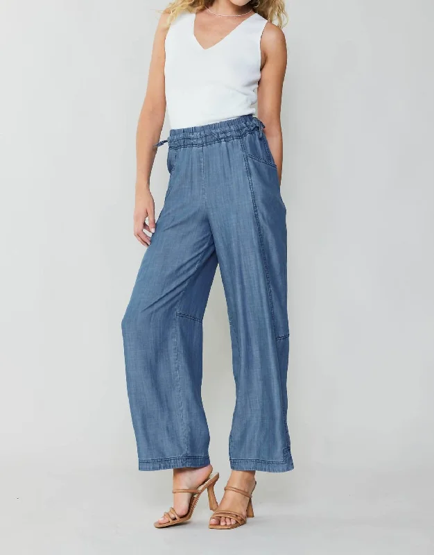 Adjustable Waist Pant In Chambray