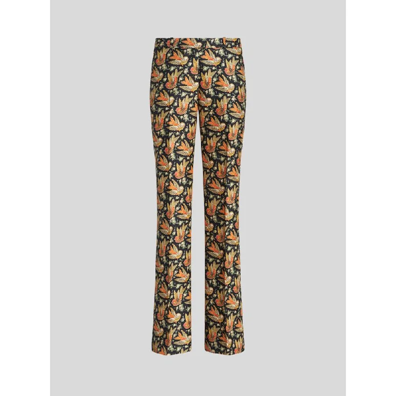 Twill Trousers With Bird Print