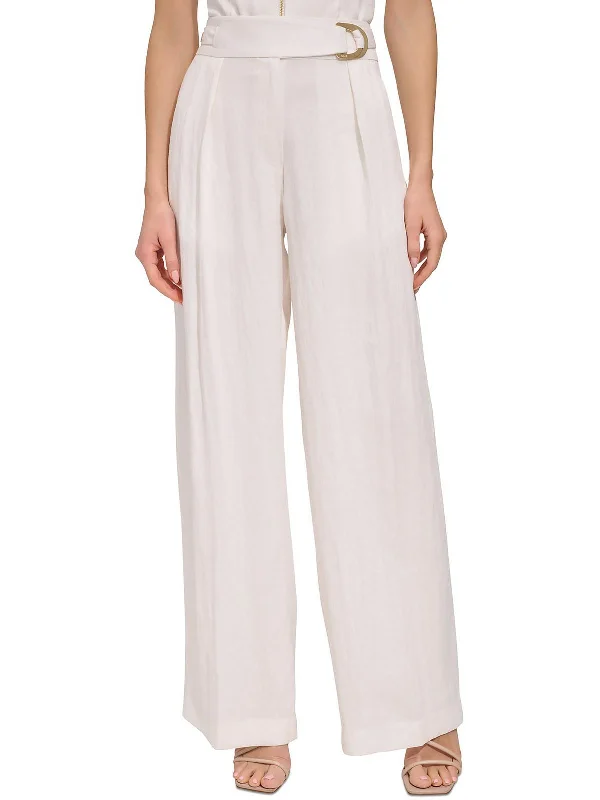 Womens Belted Suit Separate Wide Leg Pants