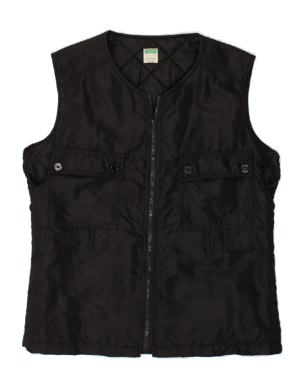 BENETTON Womens Gilet UK 14 Medium Black