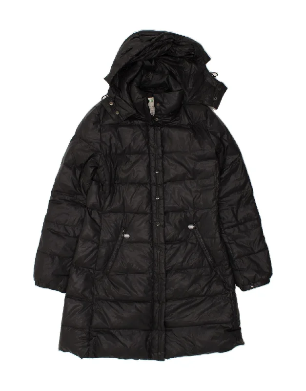 BENETTON Womens Hooded Padded Coat IT 44 Medium Black