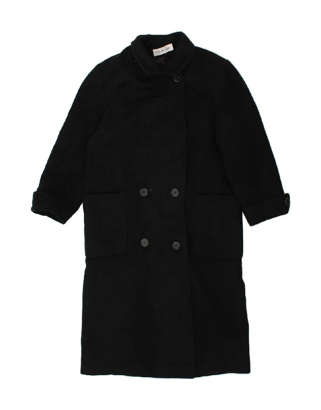 CALVIN KLEIN Womens Overcoat UK 14 Large Black