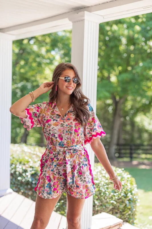 Floral Love Romper - Pink