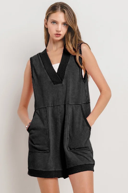 Lakeside Chic Black Knit Romper