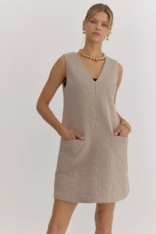 Quilted Perfection Light Mocha Dress