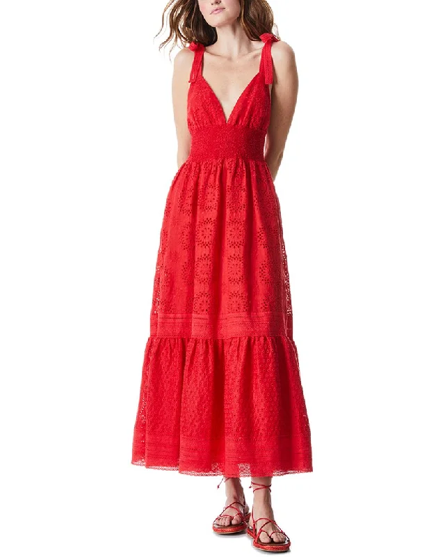 alice + olivia Levine Linen-Blend Midi Dress