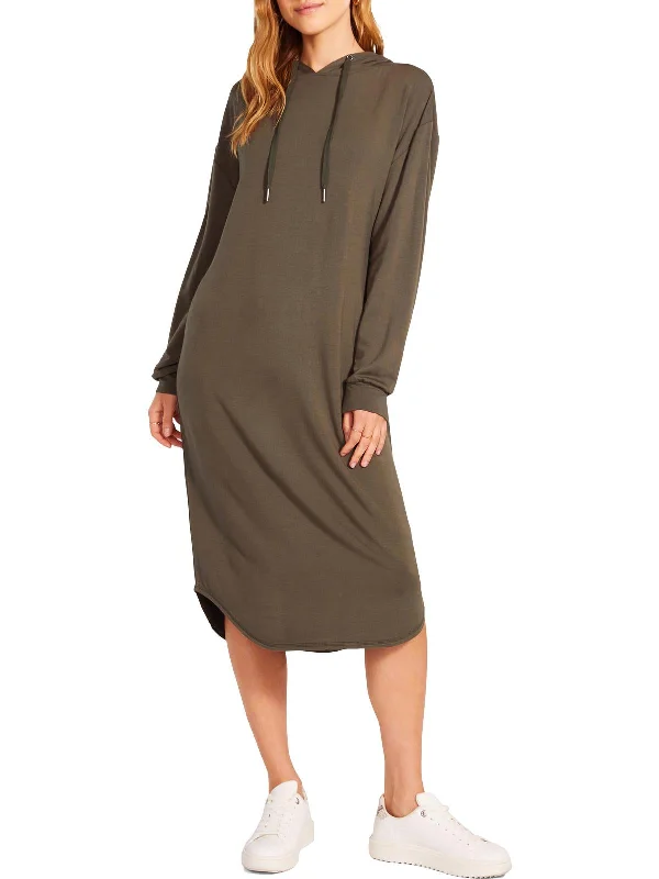 Camden Womens Long Sleeves Calf Midi Dress