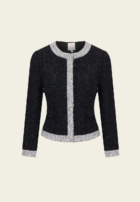 Black and Silver Detailing Tweed Jacket