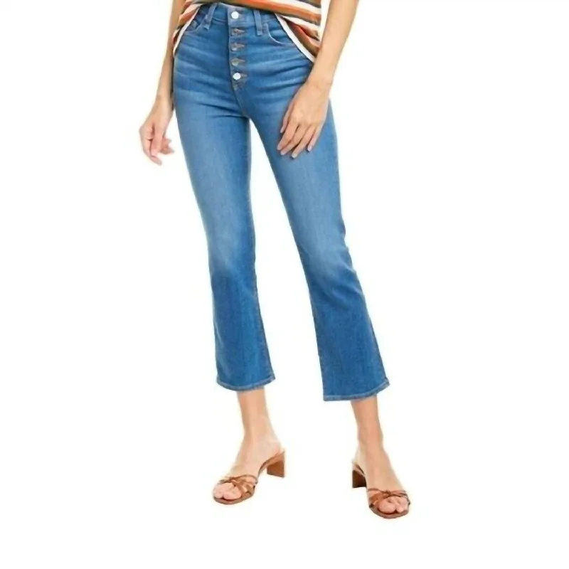 Carly High Rise Crop Flare Jeans In Blue