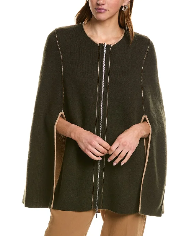 InCashmere Zip Front Reversible Cashmere Cape