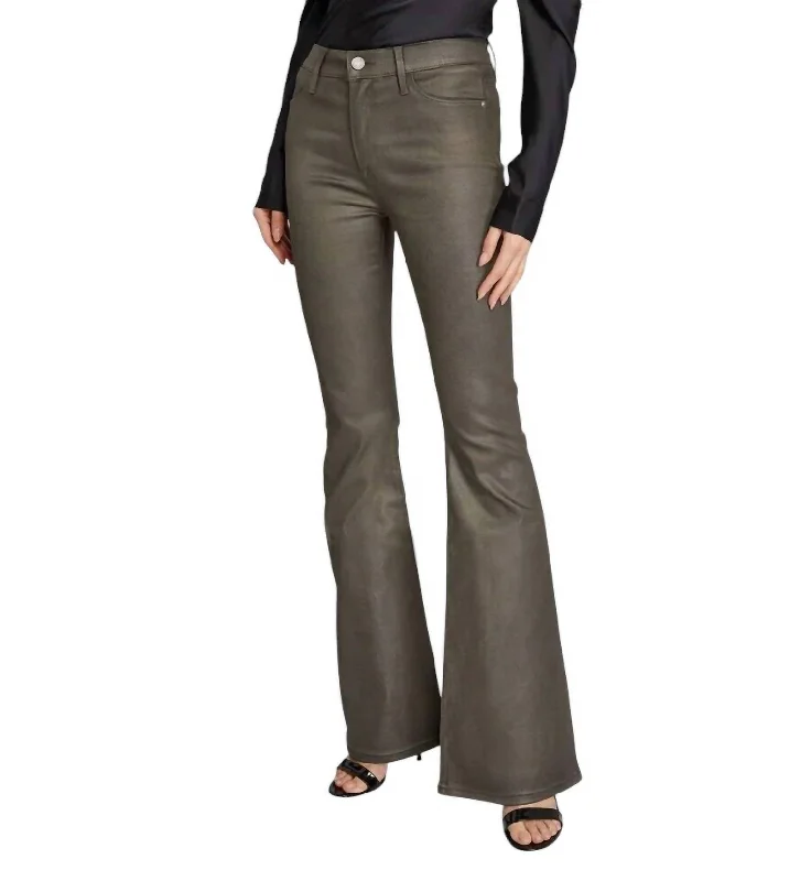 Le High Waist Flare Jeans In Pewter Coated