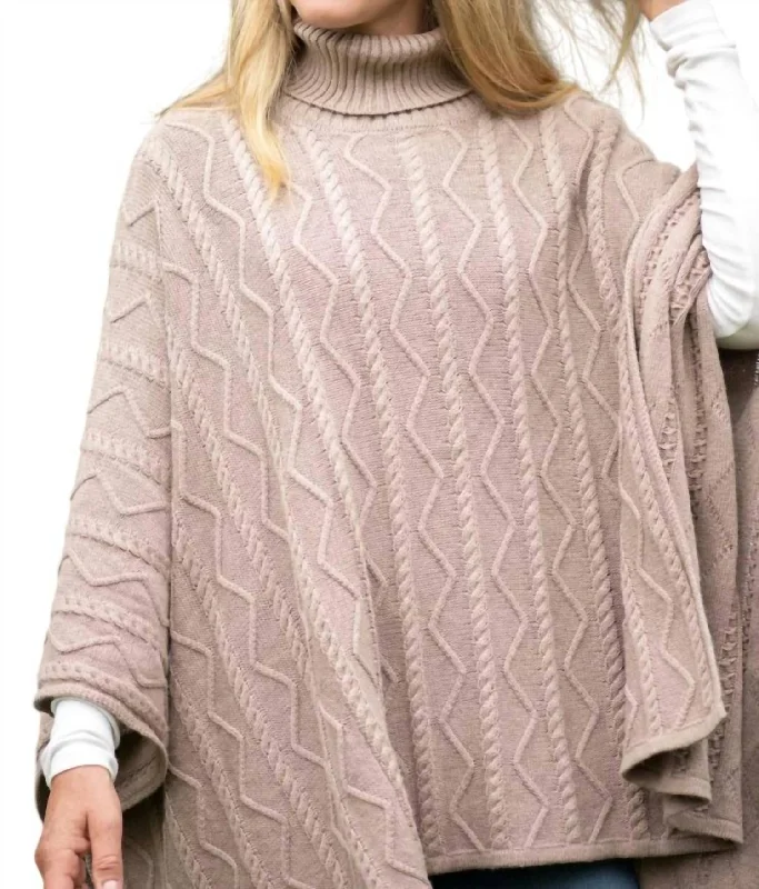 Lightweight Yarn Poncho In Mocha