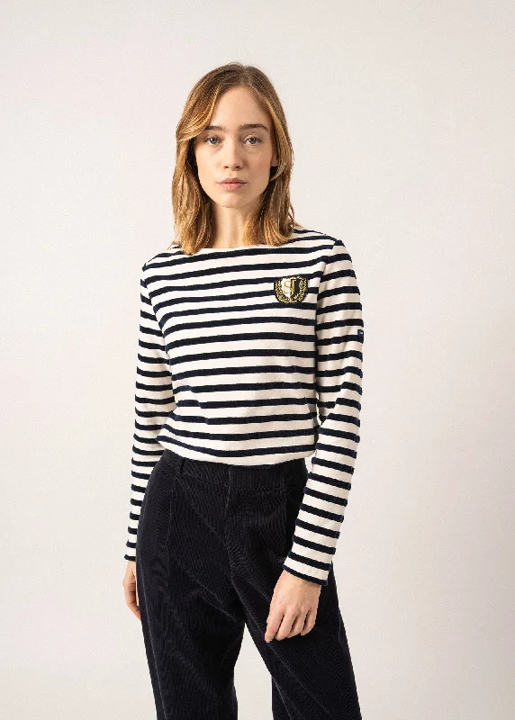 Méridame Campus Breton Shirt - with embroidered SAINT JAMES crest (ECUME/MARINE)