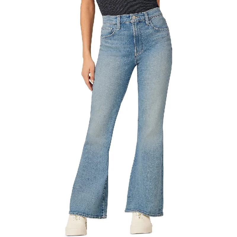 Molly Womens Mid Rise Light Wash Flared Jeans