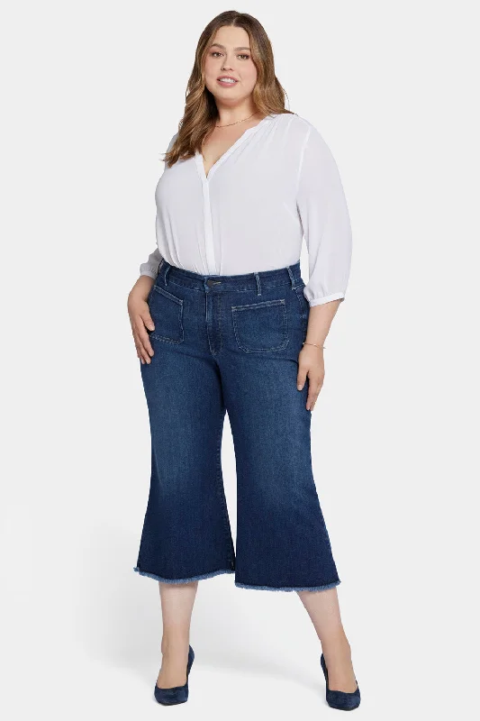 Patchie Wide Leg Capri Jeans In Plus Size - Fanciful