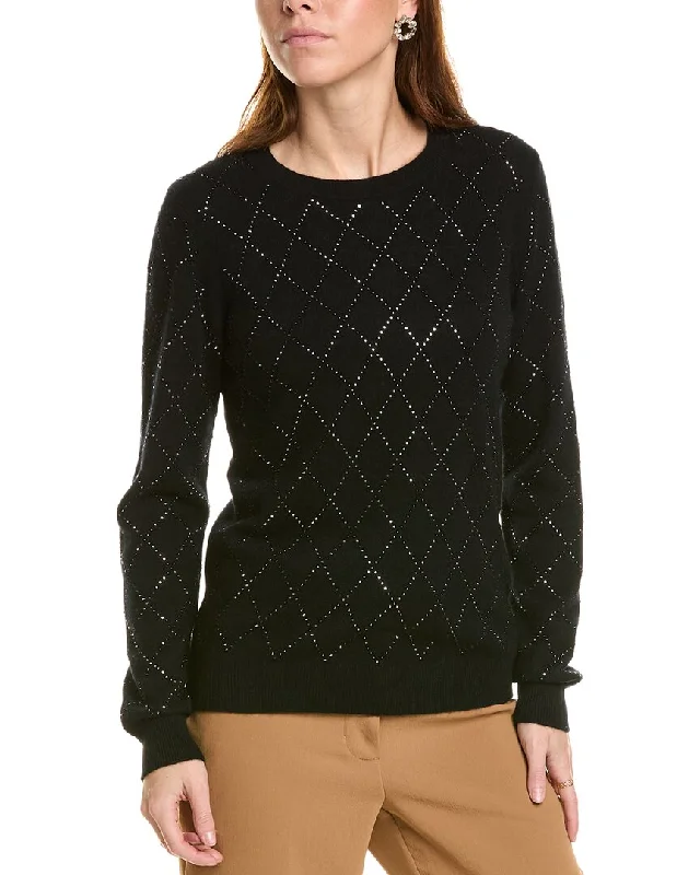 sofiacashmere Heatset Diamond Crewneck Cashmere Sweater