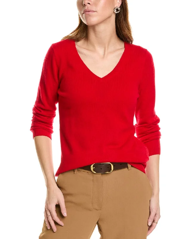 sofiacashmere Modern V-Neck Cashmere Sweater