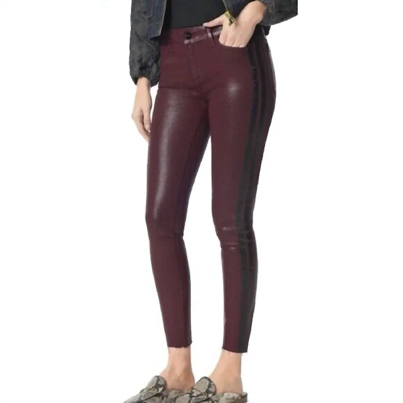 The Kitten Coated Ankle Skinny With Side Stripe Jeans In Red